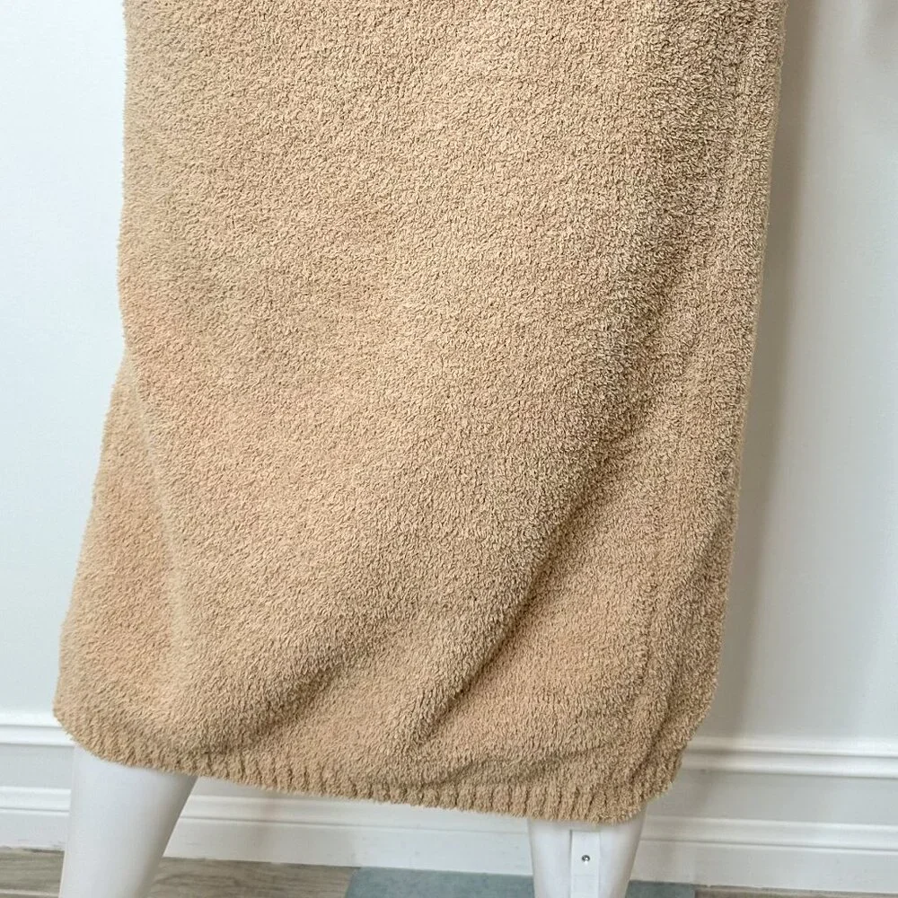 RESA Teddy Cozy Lounge Set Bralette Crop Top and Cardigan Robe in Taupe Tan Sz S